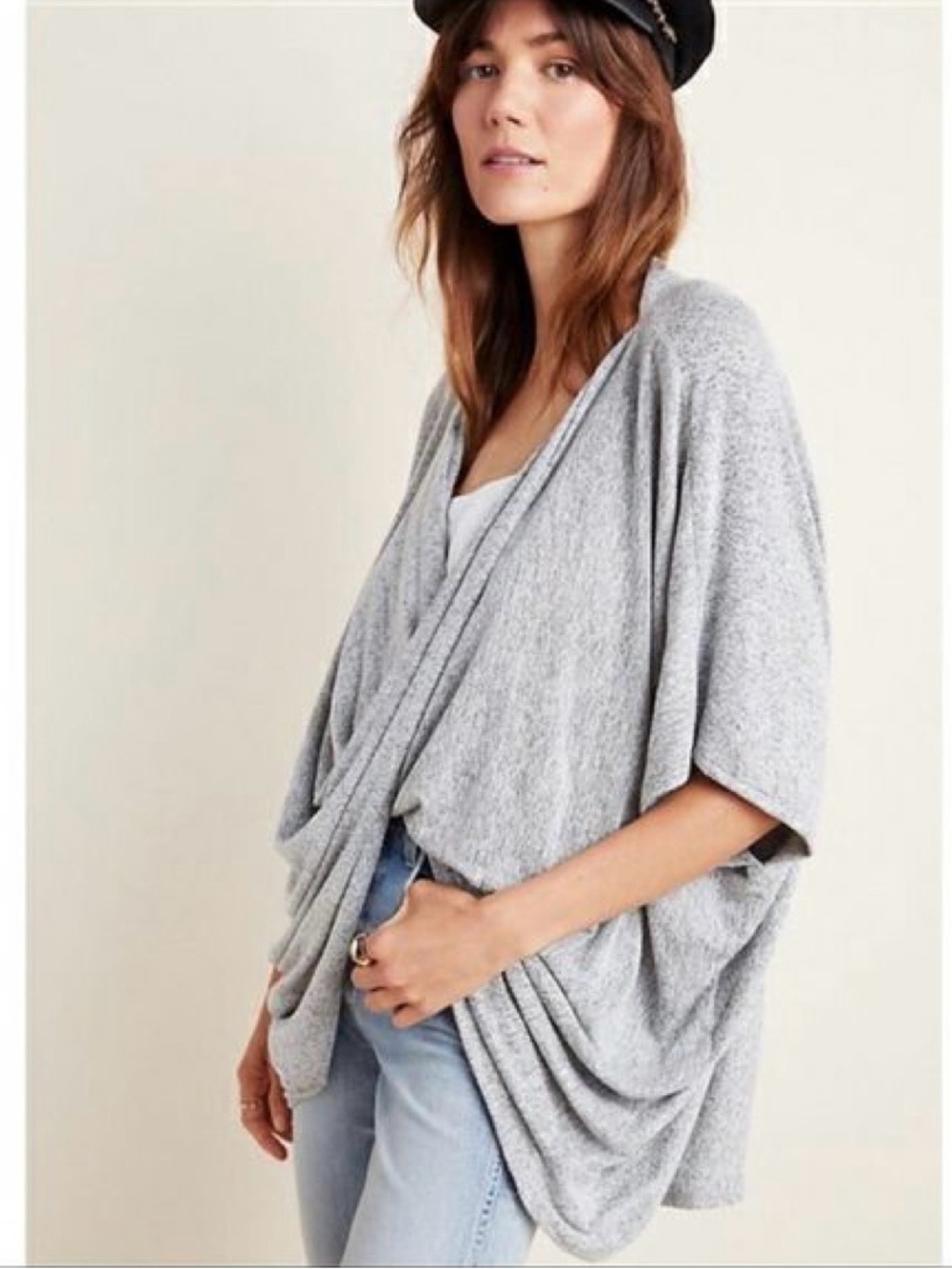 Anthropologie Saturday/Sunday Ami Gray Kimono Twist Wrap Top OS